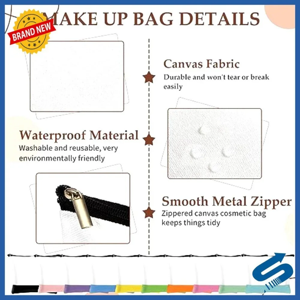 Large Canvas Tote Bags and Makeup Bags Set Reusable Grocery Luggage DIY